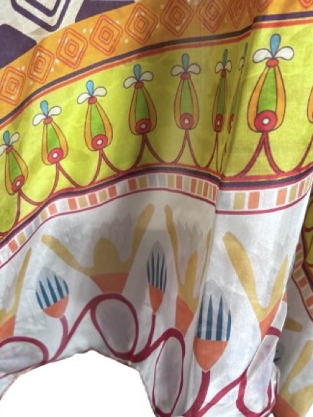 Handmade Large Bohemian Art Deco 100 Silk Scarf Boho Floral Wrap Shawl Patchwork - Picture 5 of 13